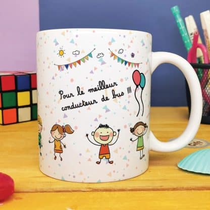 Mug "Pour le meilleur conducteur de bus"  - Cadeau pour la fin de l'année scolaire  : chauffeur de bus