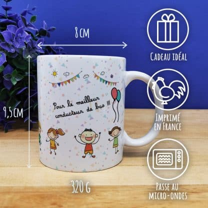 Mug "Pour le meilleur conducteur de bus"  - Cadeau pour la fin de l'année scolaire  : chauffeur de bus