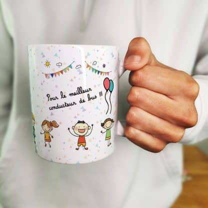 Mug "Pour le meilleur conducteur de bus"  - Cadeau pour la fin de l'année scolaire  : chauffeur de bus