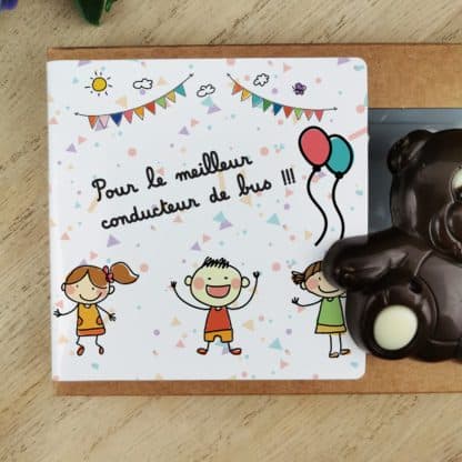 Oursons au chocolat noir x3 "Pour le meilleur conducteur de bus" - Cadeau pour la fin de l'année scolaire  : chauffeur de bus – Image 4