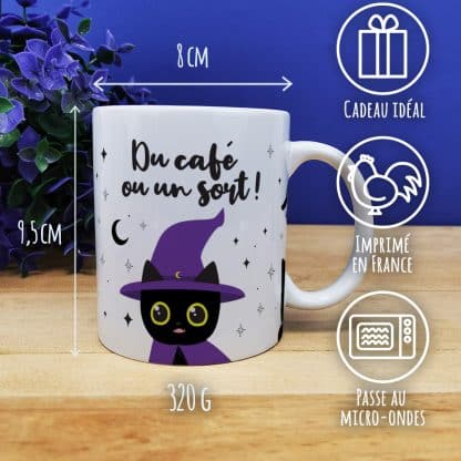 Mug bonbon chat noir - mug Halloween rempli de 10 souris et 100gr de dragibus noir