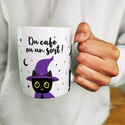 Mug Halloween Chat noir  "Du café ou un sort" – Image 3