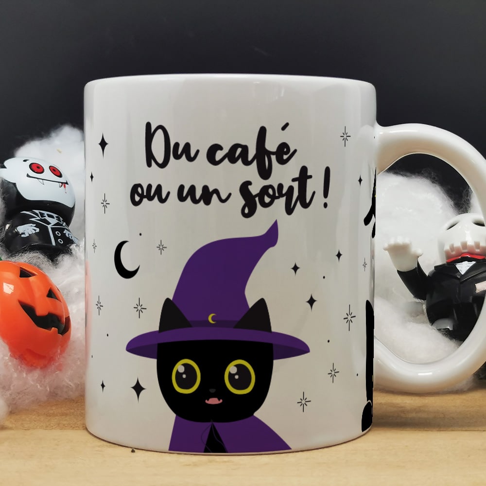 Mug bonbon chat noir - mug Halloween rempli de 10 souris et 100gr