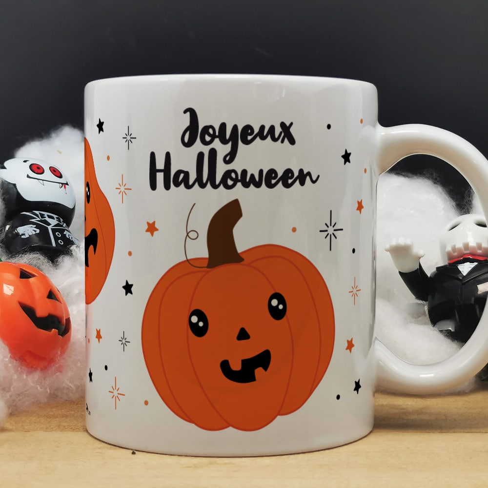 Mug Halloween Chat noir "Du café ou un sort"