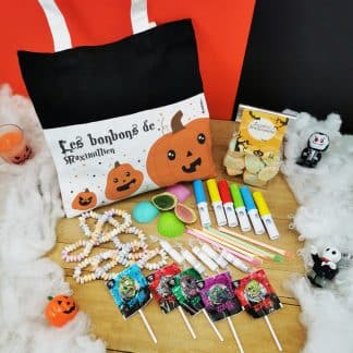 Sac Citrouille d'Halloween Personnalisé - "Les bonbons de ..." rempli de bonbons