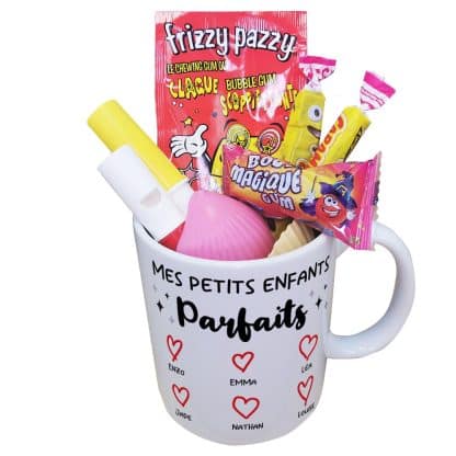 Mug bonbon années 80  "Mes petits enfants parfaits" cadeau mamie ou  papy personnalisé