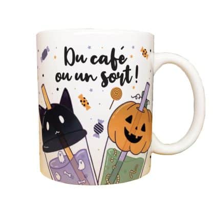 Mug Halloween Bubble tea  "Du Café ou un sort"