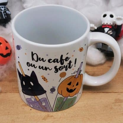 Mug Halloween Bubble tea  "Du Café ou un sort"