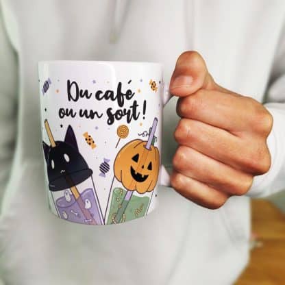 Mug Halloween Bubble tea  "Du Café ou un sort"