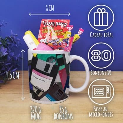 Mug bonbon années 80  de la collection "Disquette"