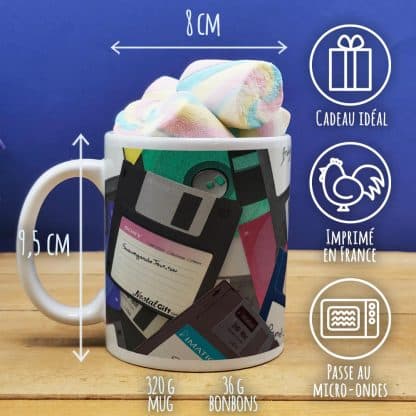 Mug "Disquette" et ses guimauves torsade x5