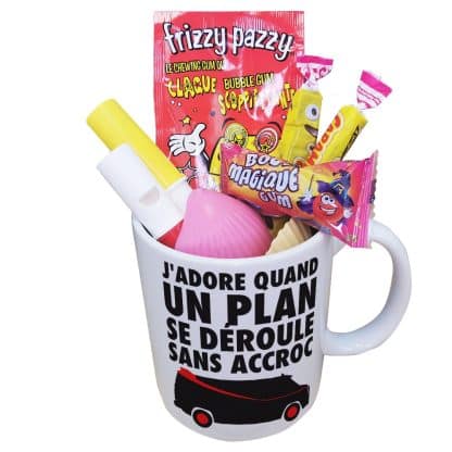 Mug bonbon années 80 "J'adore quand un plan se déroule sans accroc"