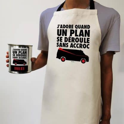 Tablier de cuisine "J'adore quand un plan se déroule sans accroc"