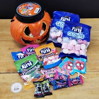 Citrouille remplie de bonbons d'halloween sans gluten - FINI - 17 sachets - 15cm de hauteur