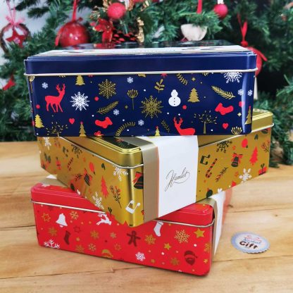 Chocolats de Noël - Boîte de chocolat bleue à partager 500g - Assortiment de chocolats belges boite Métal