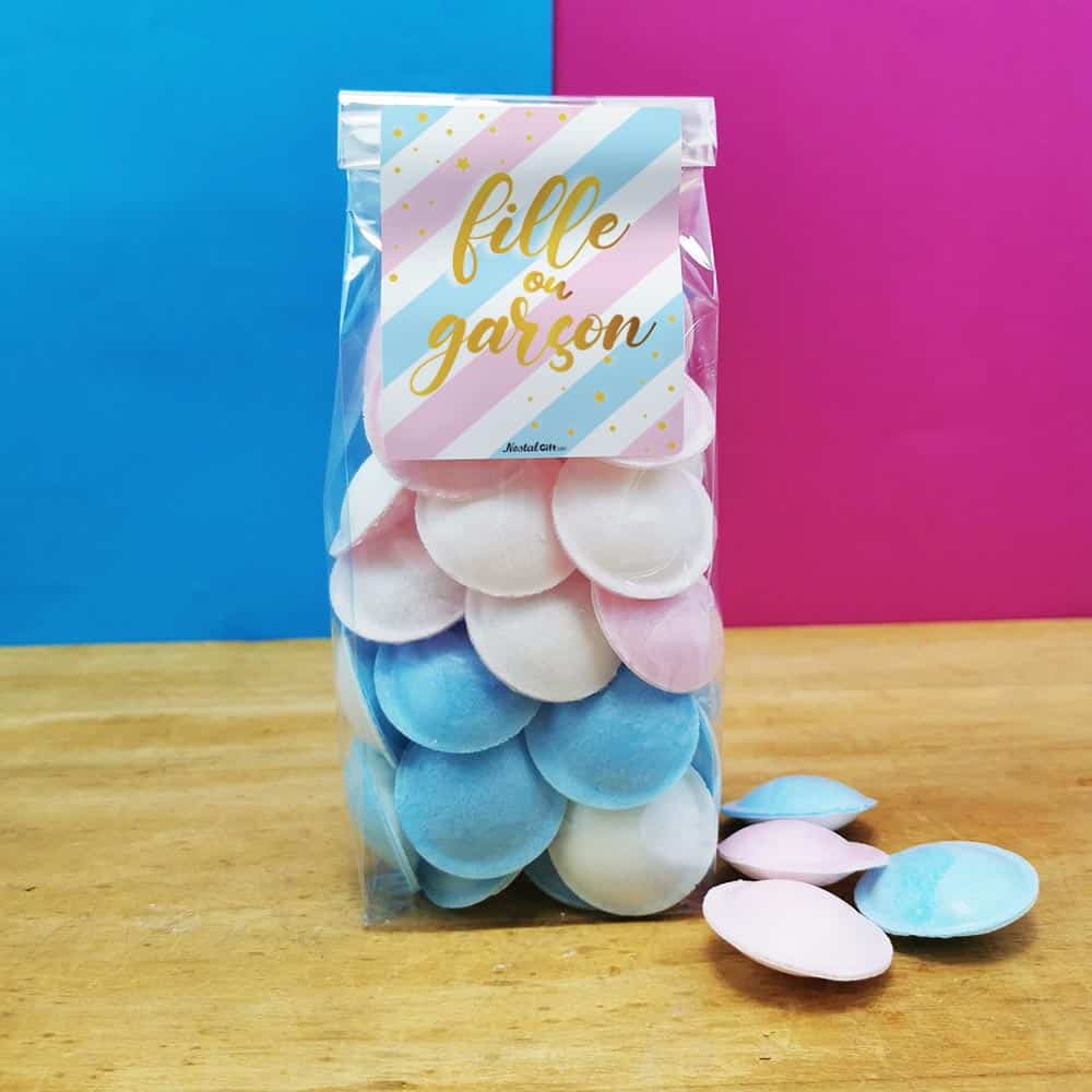 Bonbons Soucoupes à la poudre Roses et Bleus (x40) - Fille ou Garçon