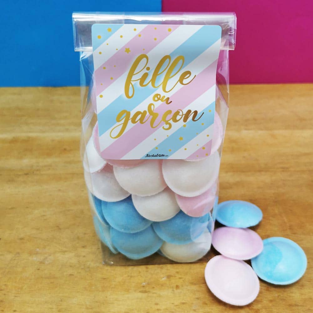 Bonbons Soucoupes à la poudre Roses et Bleus (x40) - Fille ou Garçon