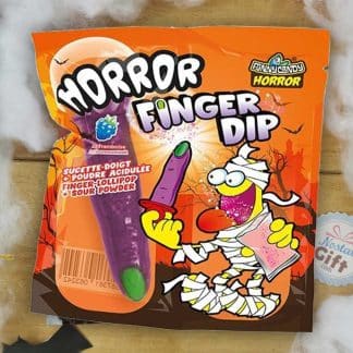 Bonbon Halloween - Doigt Sucette à tremper dans poudre acidulée - Goût Framboise - Horror Finger Dip