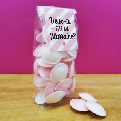 Bonbons Soucoupes à la poudre Roses (x40) - Veux-tu être ma marraine ? – Image 2