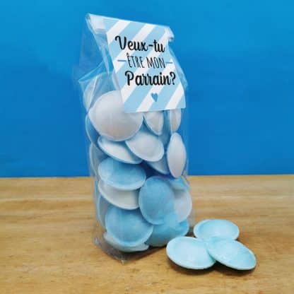 Bonbons Soucoupes à la poudre Bleus (x40) - Veux-tu être mon parrain ? – Image 2