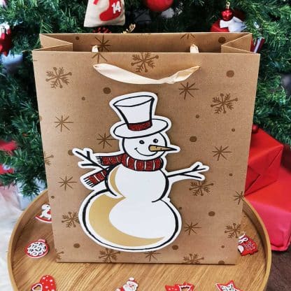Sac cadeau de Noël 3D - Bonhomme de neige - 26 x 10 x 32cm - Emballage cadeau