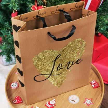 Sac cadeau de Noël - "Love" - 26 x 10 x 32cm - Emballage cadeau