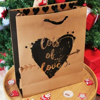 Sac cadeau de Noël - "Lots of love" - 26 x 10 x 32cm - Emballage cadeau
