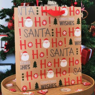 Sac cadeau de Noël - "Christmas Wishes" - 26 x 10 x 32cm - Emballage cadeau