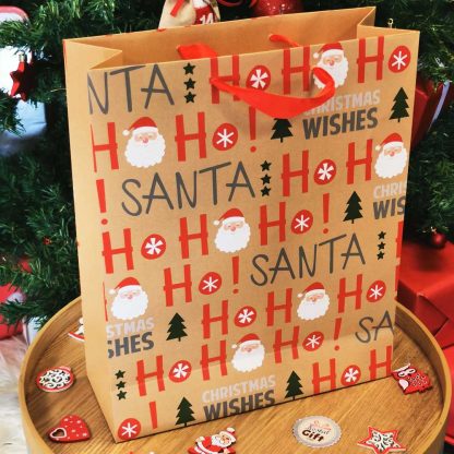 Sac cadeau de Noël - "Christmas Wishes" - 26 x 10 x 32cm - Emballage cadeau