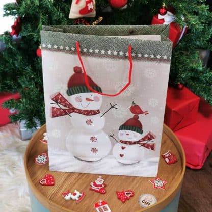 Sac cadeau de Noël - Bonhommes de neige - 25 x 8 x 34,5cm - Emballage cadeau