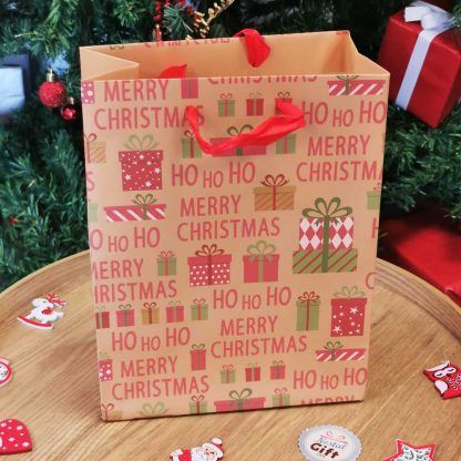 Sac cadeau de Noël - "Merry Christmas" - 18 x 8 x 23cm - Emballage cadeau noël