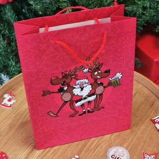 Sac cadeau de Noël - Crazy Santa - 18 x 8 x 23cm - Rouge - Emballage cadeau Noël