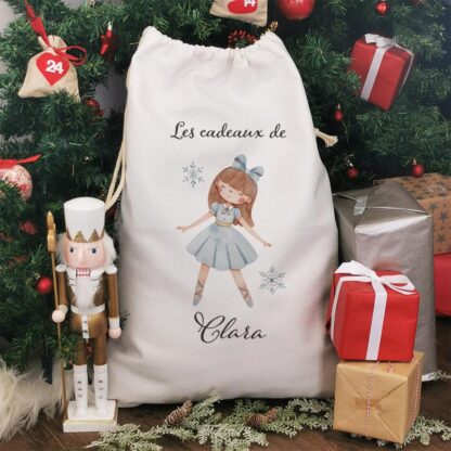 Hotte de Noël XXL personnalisée - "Les cadeaux de ..." - Ballerine bleue – Image 2