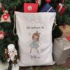 Hotte de Noël XXL personnalisée - "Les cadeaux de ..." - Ballerine bleue