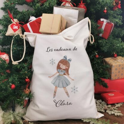 Hotte de Noël XXL personnalisée - "Les cadeaux de ..." - Ballerine bleue – Image 3