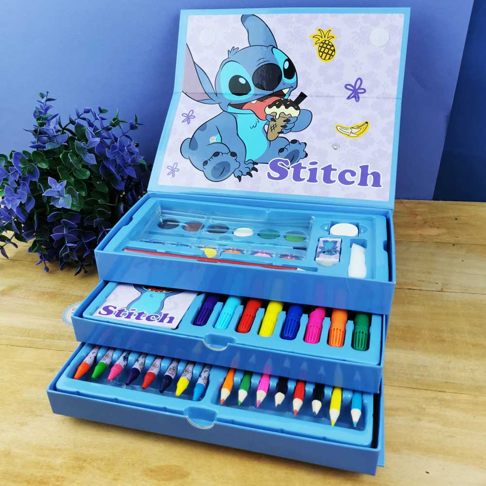 Stitch - Malette de Dessins - feutres, peinture, Crayons de Couleur -  Cadeau fille - Coloriage Enfant