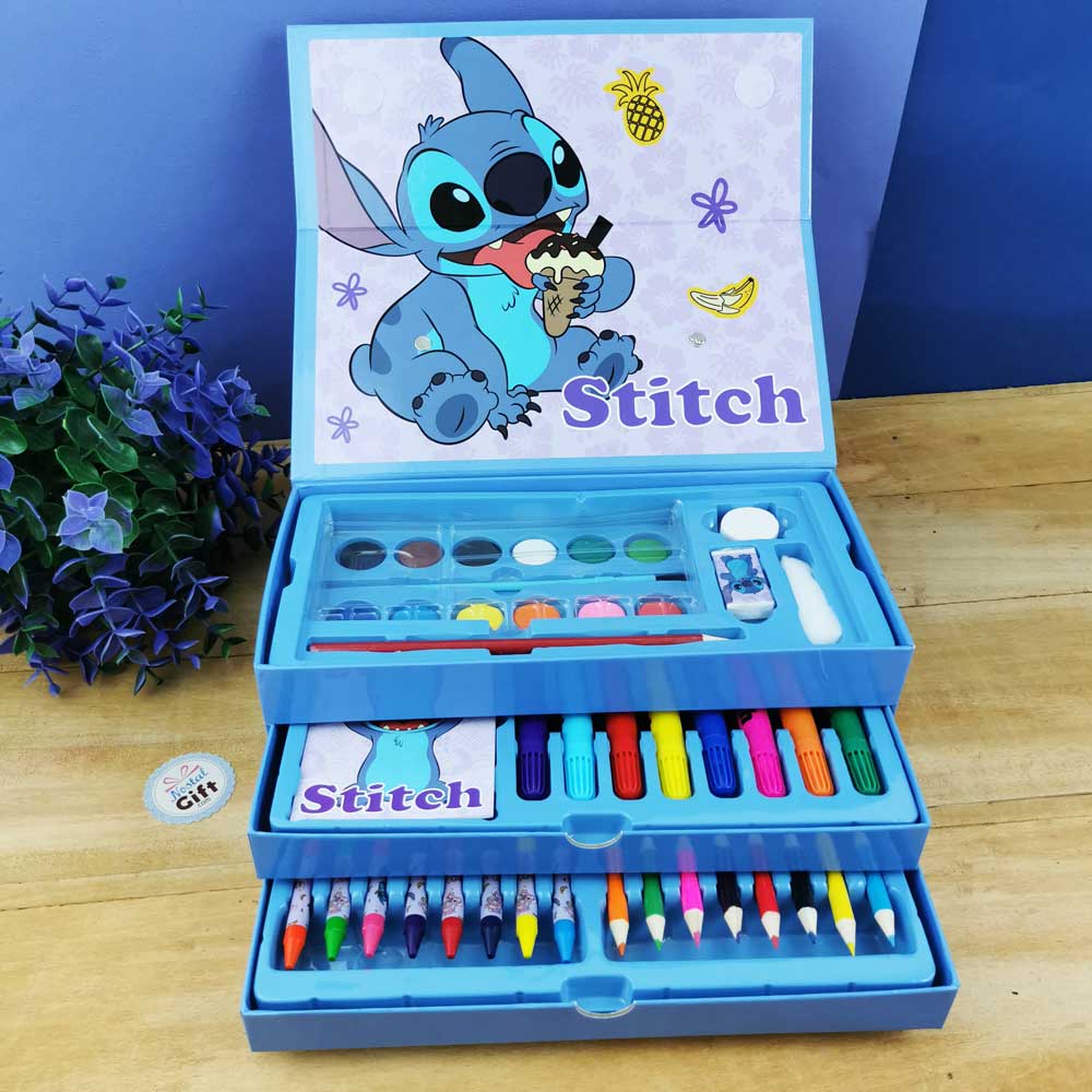 Stitch - Malette de Dessins - feutres, peinture, Crayons de Couleur -  Cadeau fille - Coloriage Enfant