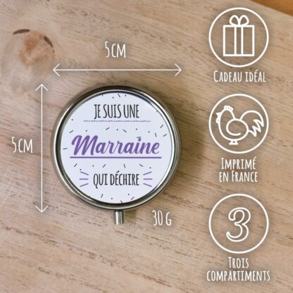 Pilulier - 3 compartiments - "Marraine qui déchire" – Image 4