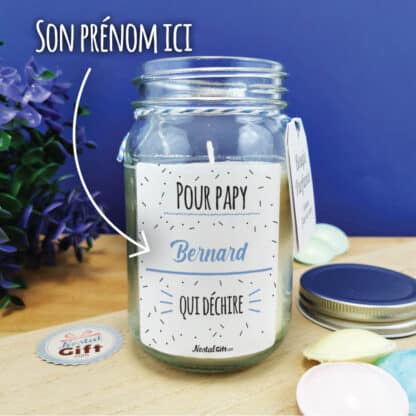 Bougie Jar  "Pour papy qui déchire" - cadeau personnalisable