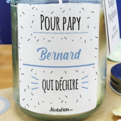 Bougie Jar  "Pour papy qui déchire" - cadeau personnalisable