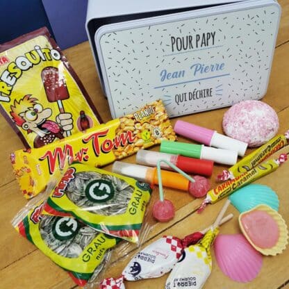 Coffret bonbons des années 70 "Pour papy qui déchire"  (Boîte en métal) - cadeau personnalisé – Image 3