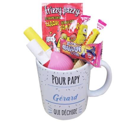 Mug bonbon années 80 "Pour papy qui déchire"- Cadeau personnalisé