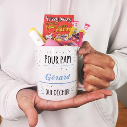 Mug bonbon années 80 "Pour papy qui déchire"- Cadeau personnalisé