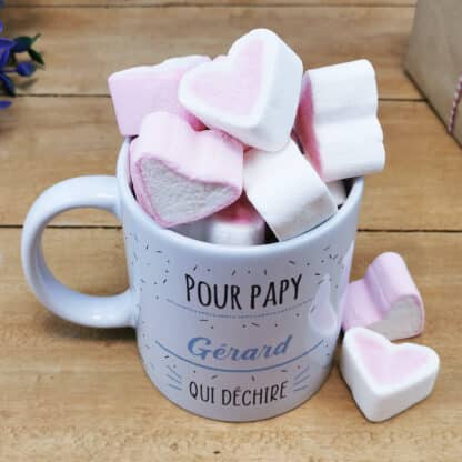 Mug "Pour papy qui déchire"et ses guimauves coeurs x 10  - cadeau personnalisé