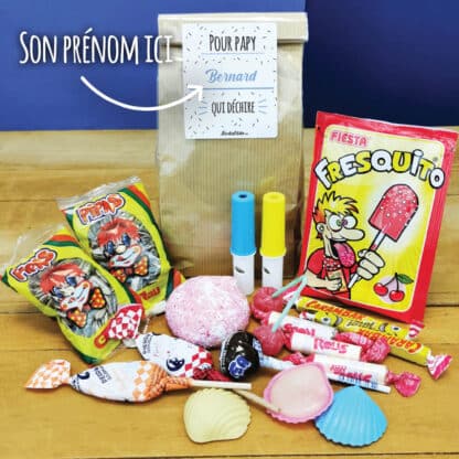 Sachet bonbon années 70 "Pour papy qui déchire"- Cadeau personnalisé