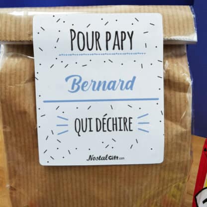 Sachet bonbon années 70 "Pour papy qui déchire"- Cadeau personnalisé