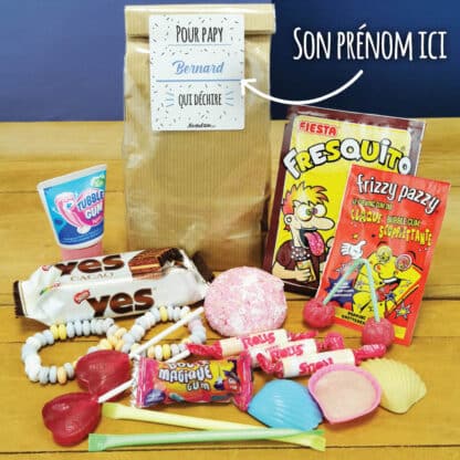 Sachet bonbon années 80  "Pour papy qui déchire"- Cadeau personnalisé