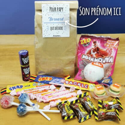 Sachet bonbon années 90 "Pour papy qui déchire"- Cadeau personnalisé