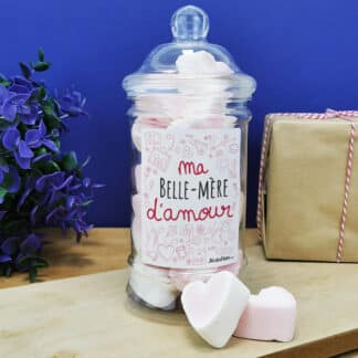 Bonbonnière coeurs guimauve  "Belle-mère d'amour" de la collection "D'amour"