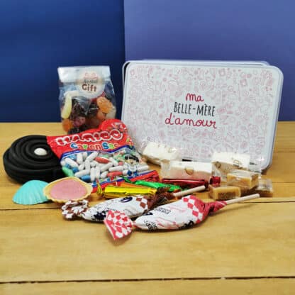 Coffret bonbons des années 60 "Belle-mère d'amour"  (Boîte en métal)